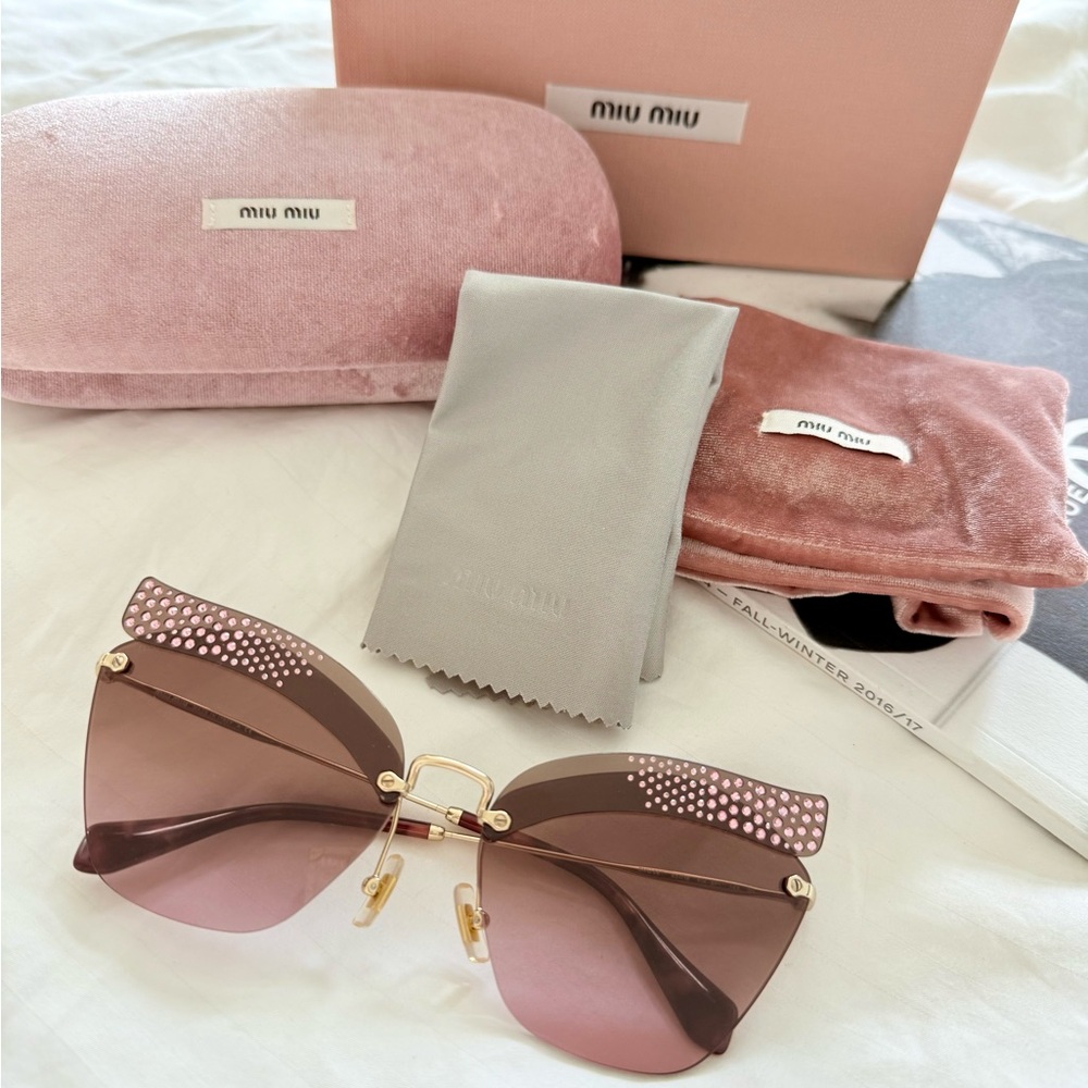 Miu Miu Swarovski pink Cat Eye Sunglasses SMU 56T